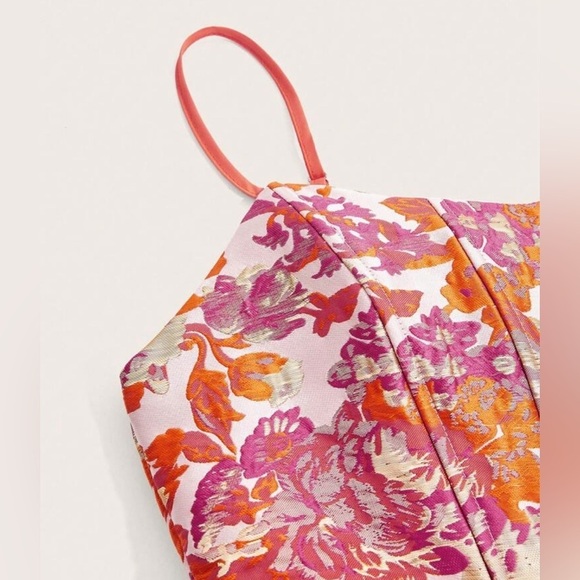 Floral Jacquard Cami Dress SZ M Elegant Cocktail Wedding Guest New✨Highly ✨✨ - Picture 5 of 8